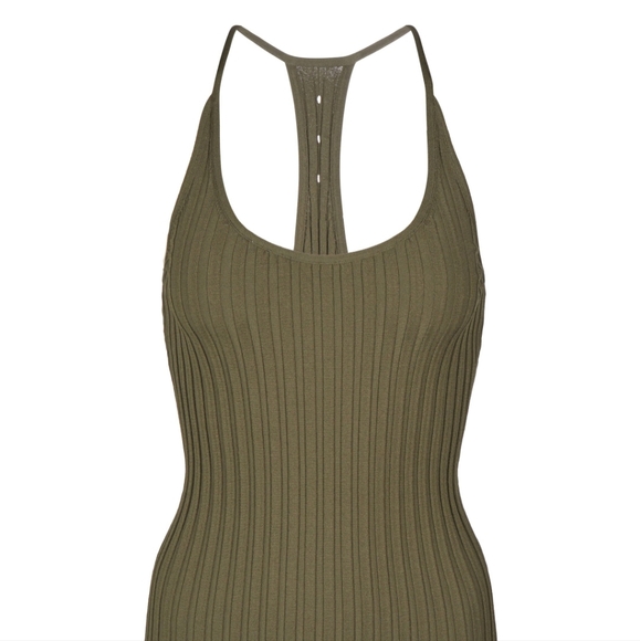 Helmut Lang Slash Ribbed-Knit Tank top Light Sage size SMALL - Picture 2 of 8